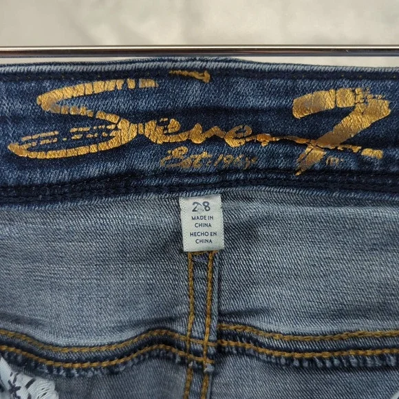 EUC Seven7 Boot Blue Cotton Blend Jeans Womens Size 28 - Picture 6 of 8